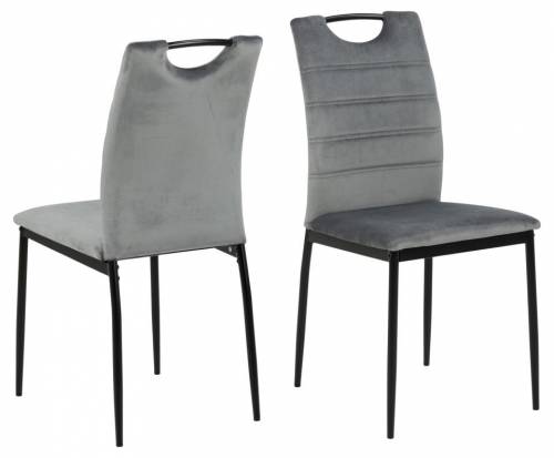 Set 4 scaune tapitate cu stofa si picioare metalice Dia Velvet Gri inchis / Negru - l43 - 5xA53xH91 - 5 cm