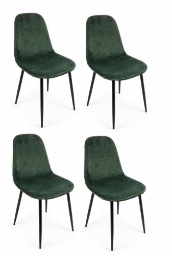 Set 4 scaune tapitate cu stofa si picioare metalice Irelia Velvet Verde Inchis / Negru - l52 - 5xA42 - 5xH90 cm