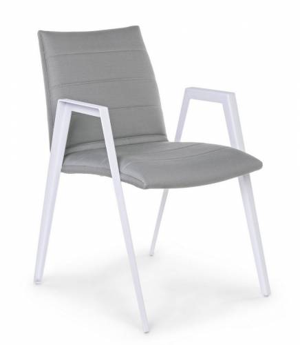 Set 2 scaune de terasa din metal - tapitate cu stofa - Axor Gri / Alb - l57xA65xH84 cm