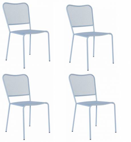Set 4 scaune de gradina / terasa din metal Morgana I Bleu - l50xA56xH87 cm