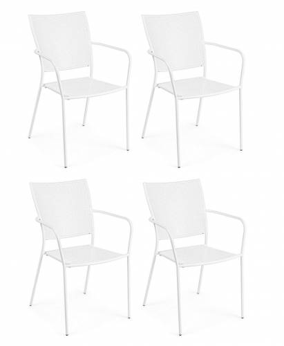 Set 4 scaune de gradina / terasa din metal Wendy Alb - l55xA55xH88 cm