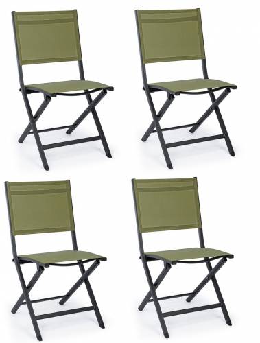 Set 4 scaune pliabile de gradina / terasa din metal si material textil Elin Verde / Antracit - l47xA57xH88 cm