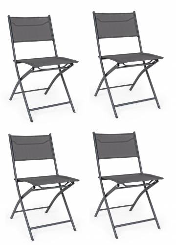 Set 4 scaune pliabile de gradina / terasa din metal si material textil Martinez Antracit - l46xA58xH80 cm