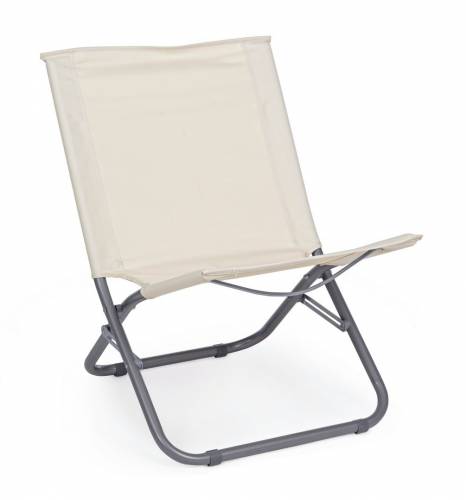 Set 6 scaune pliabile de gradina / terasa din metal si material textil - Ocean Crem / Gri - l63xA47xH67 cm