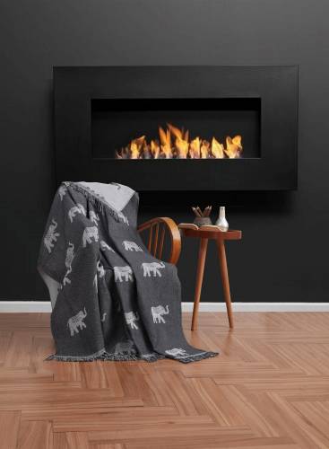 Cuvertura canapea din bumbac - Fil Alb / Negru - 170 x 220 cm